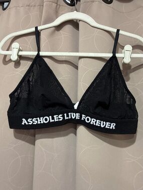 Assholes Live Forever Women's Sheer Black Bralette